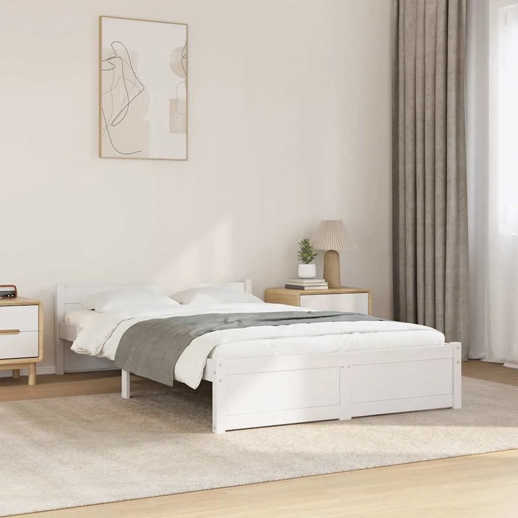 vidaXL Estrutura cama pequena casal 120x190 cm pinho maciço branco