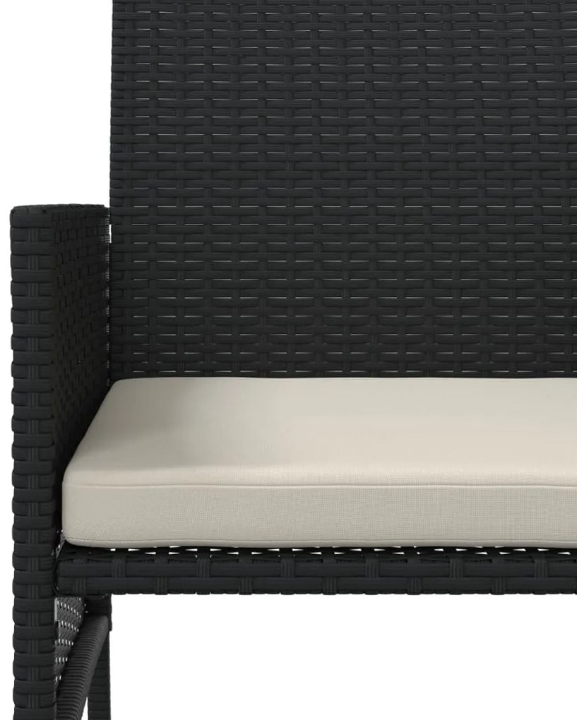 Sofá de jardim de 2 lugares com mesa e bancos vime PE preto