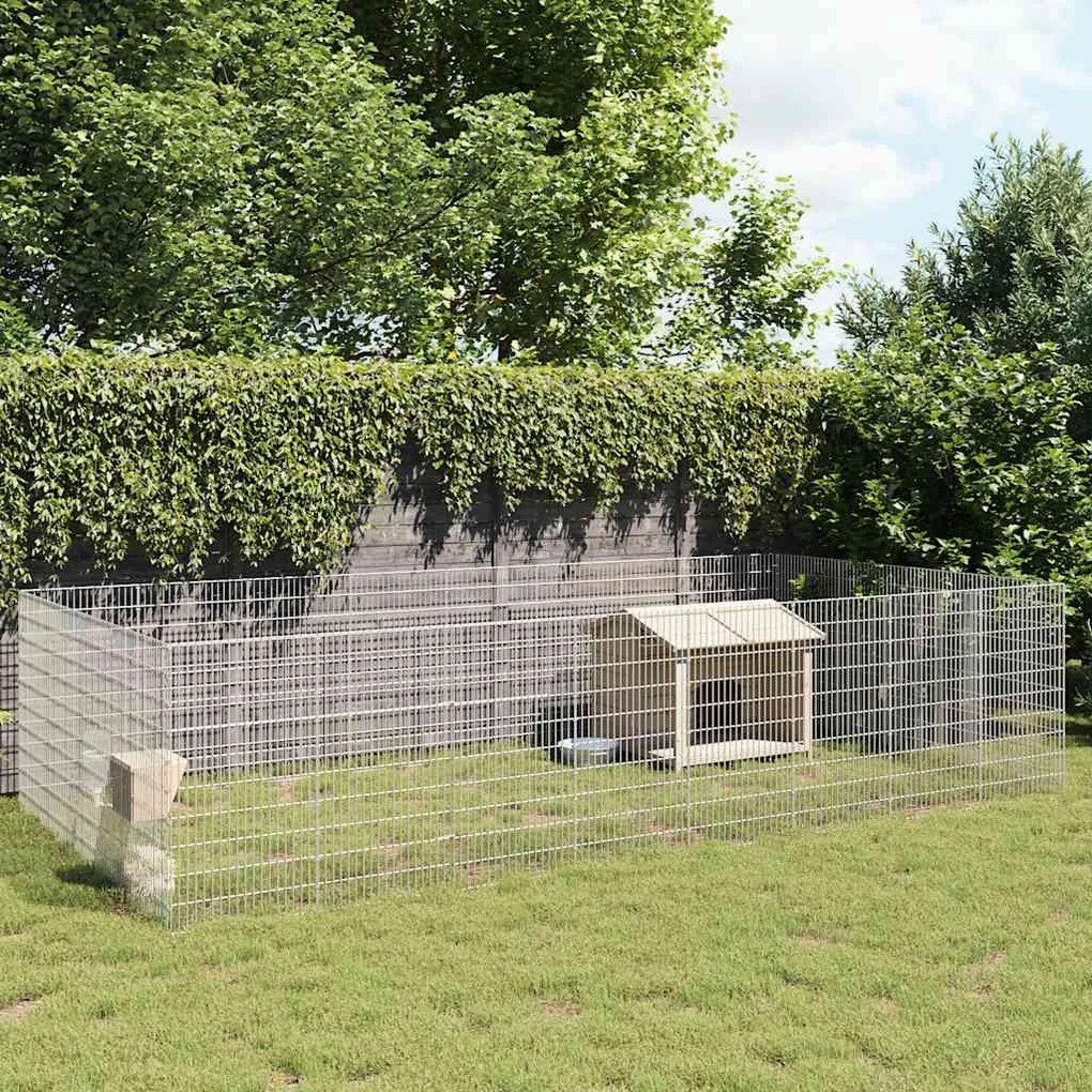 vidaXL Recinto exterior p/ animais 24 painéis 54x100cm ferro galvaniz.