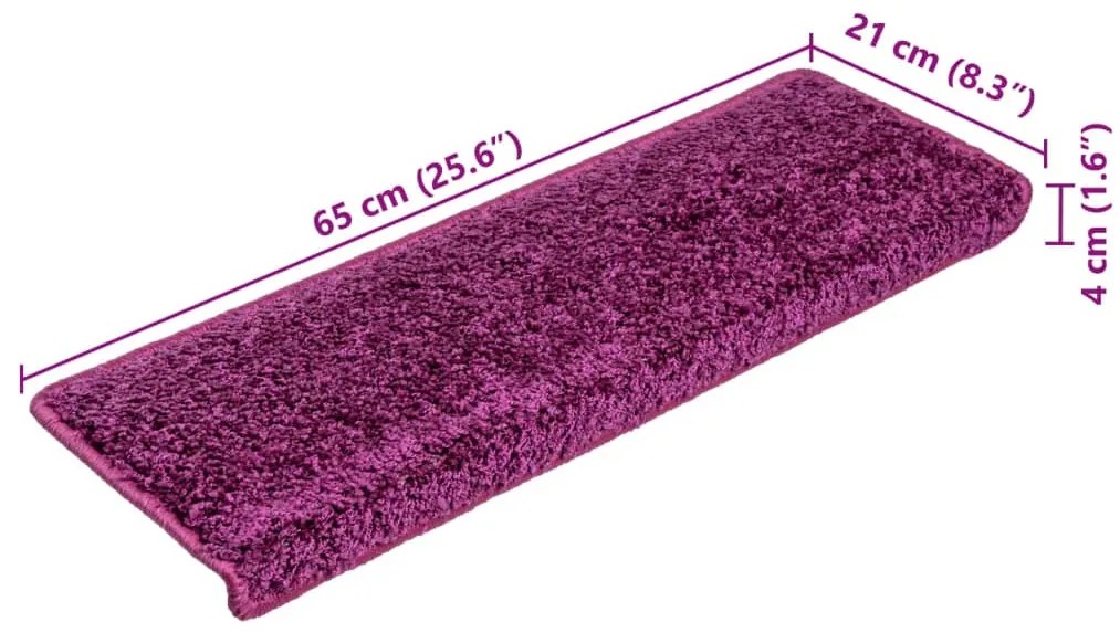 Tapetes de escadas 10 pcs 65x21x4 cm violeta