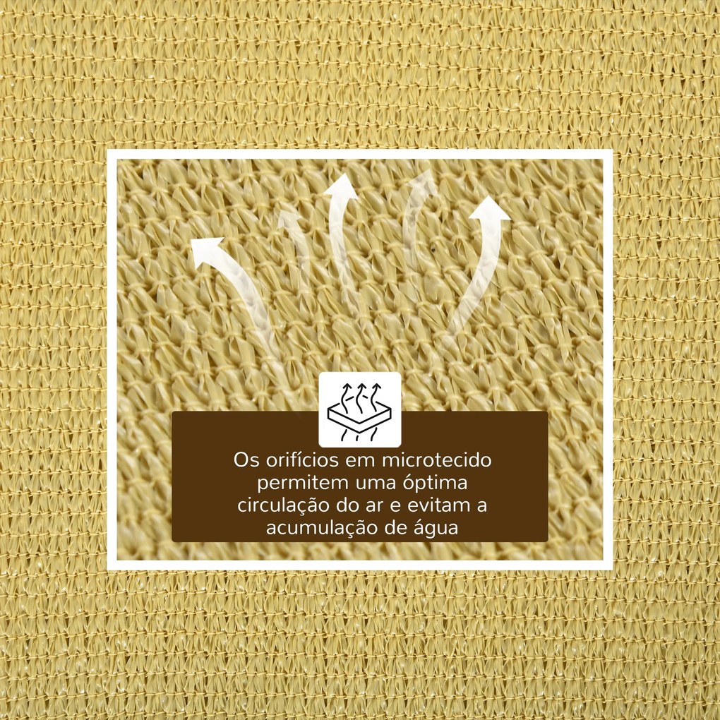 Vela de Sombra Retangular 4x6 m Toldo Vela de HDPE com Anéis de Aço In