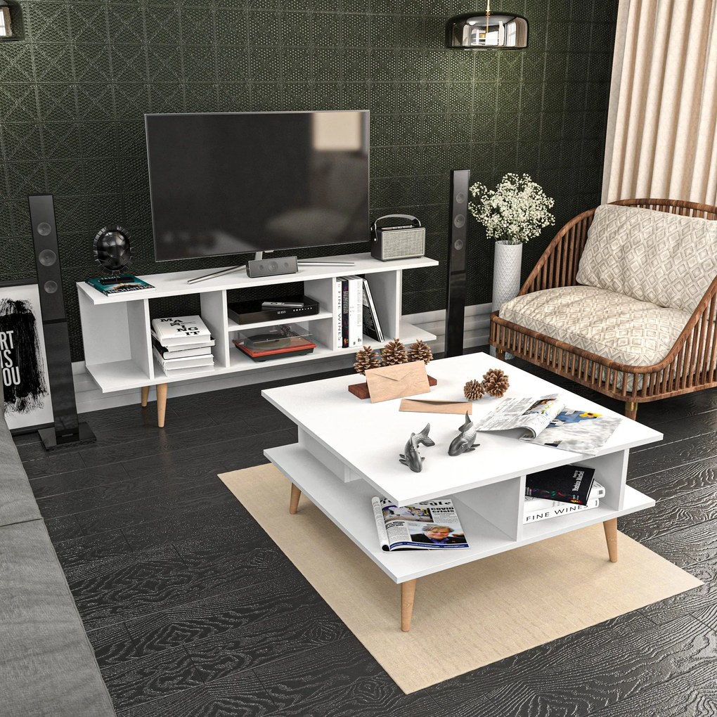Móvel TV Akya – Branco – 160 cm x 35 cm x 38,6 cm