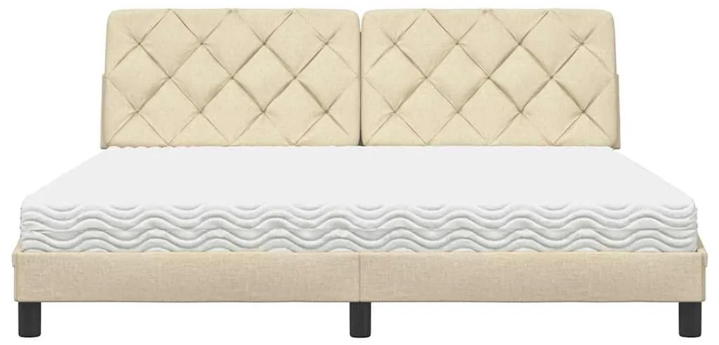 Cama com colchão 180x200 cm tecido cor creme
