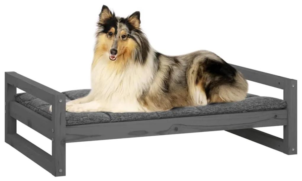 Cama para cães 95,5x65,5x28 cm madeira de pinho maciça cinzento