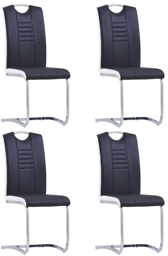 Cadeiras de jantar cantilever 4 pcs couro artificial preto