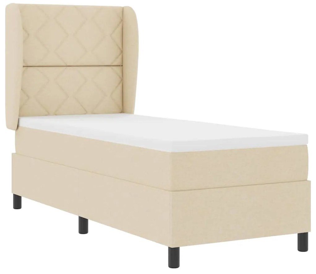 Cama Box com Colchão - Creme, 80x200 cm de Tecido