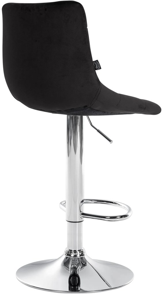 Conjunto de 2 bancos de bar Jerry em veludo com estrutura cromada 87-108,5 x 43 x 46,5 cm Preto