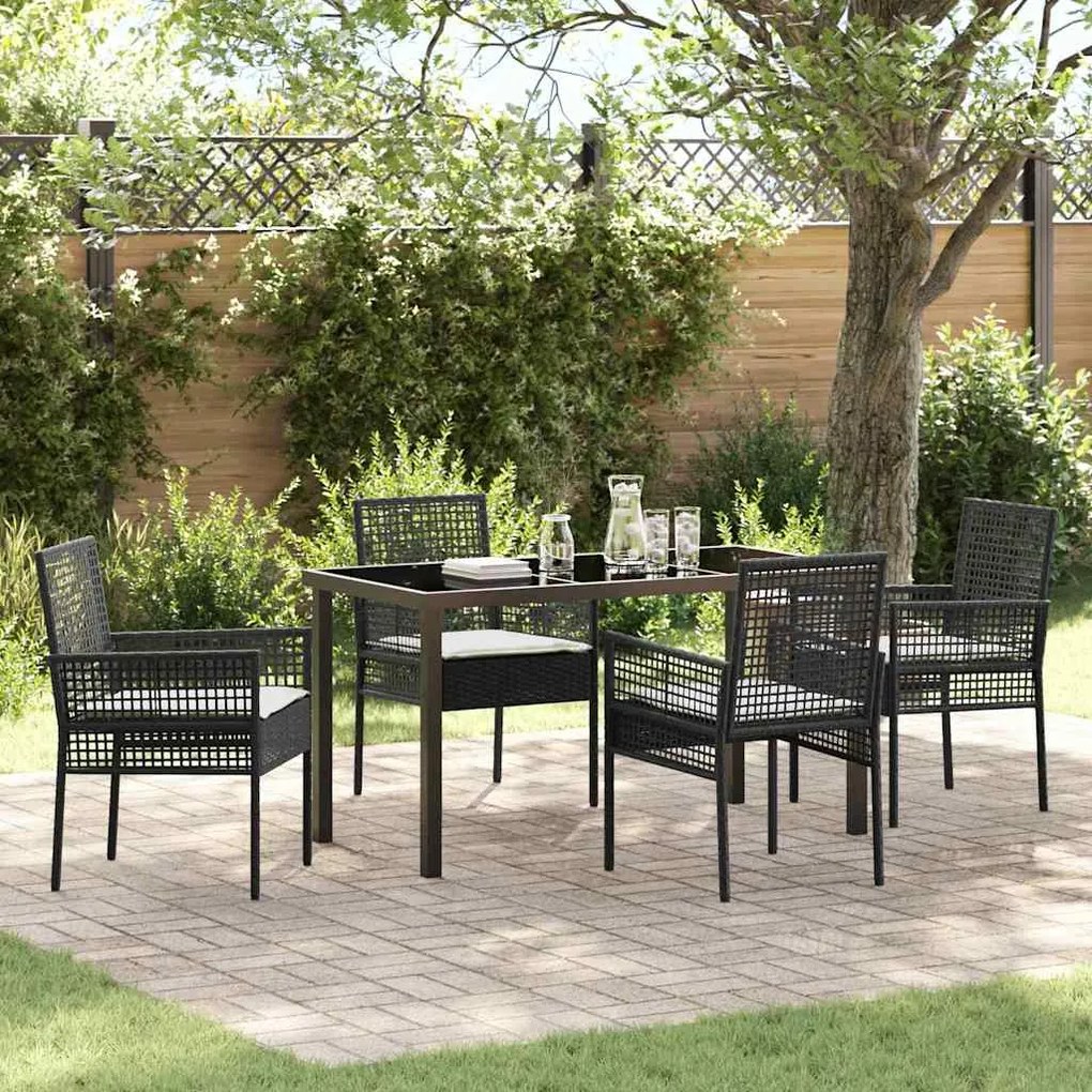 vidaXL Conjunto de Jantar para Jardim 5 pcs Preto Rattan Sintético