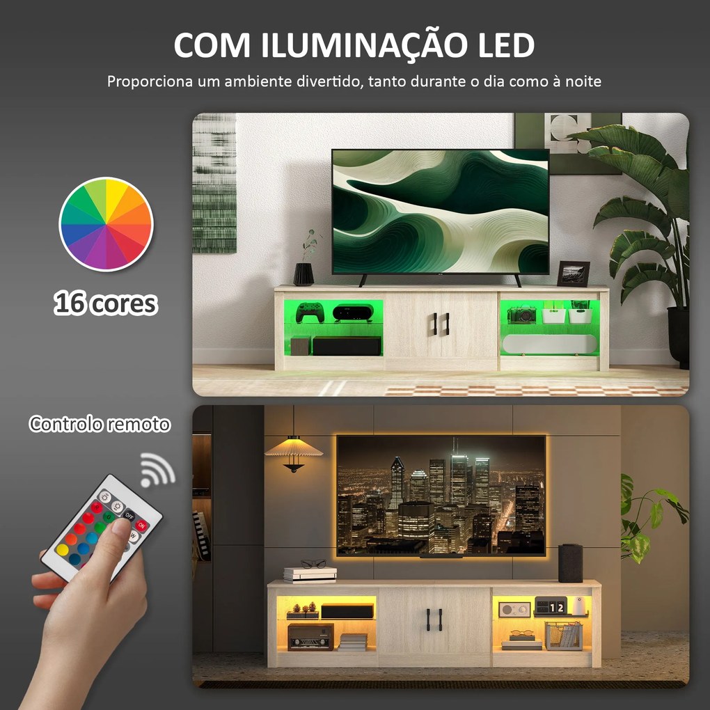 Móvel de TV Moderno com Luzes RGB 2 Orifícios para Cabos para Televiso