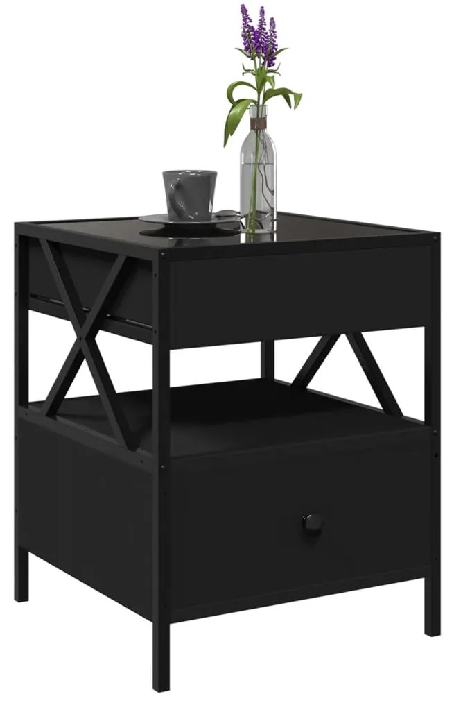 Mesa de centro com luzes LED Infinity 40x40x51 cm preto