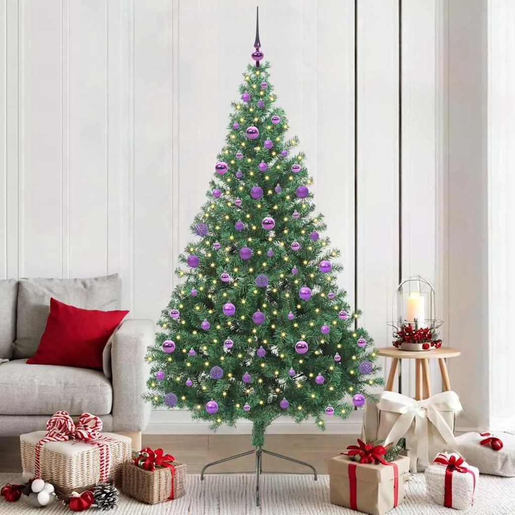 vidaXL Árvore de Natal Artificial Pré-iluminada Verde 210 cm PVC