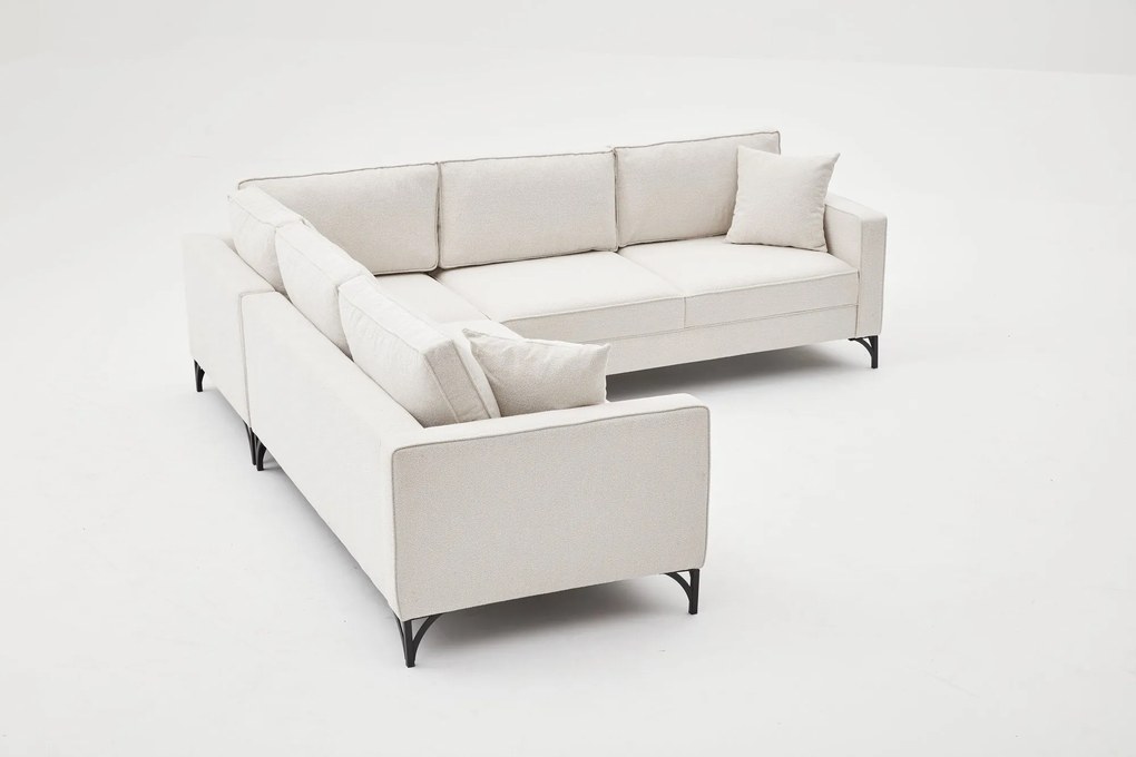 Sofá de Canto Berlin – Creme e Preto – 258 x 258 cm