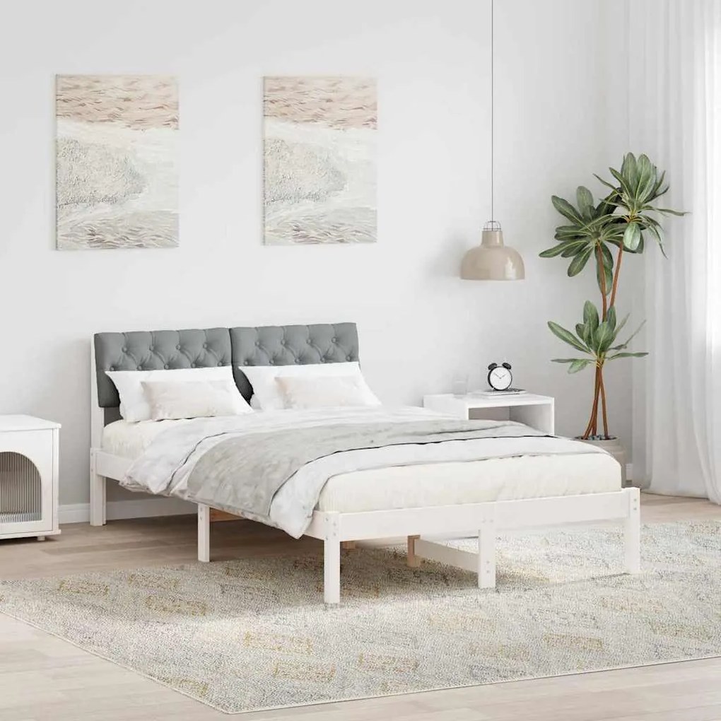 vidaXL Estrutura da cama Branco e cinza claro 120 x 200 cm