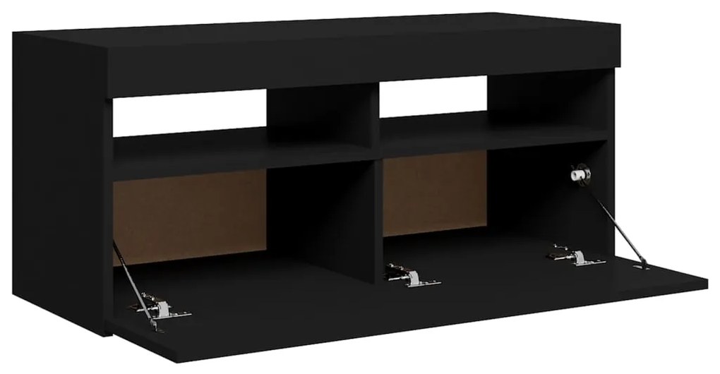 Móvel de TV com luzes LED 90x35x40 cm preto