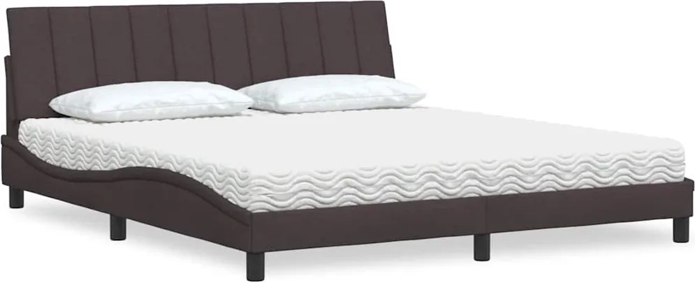 vidaXL Cama com colchão Hanko 180x200 cm tecido castanho-escuro