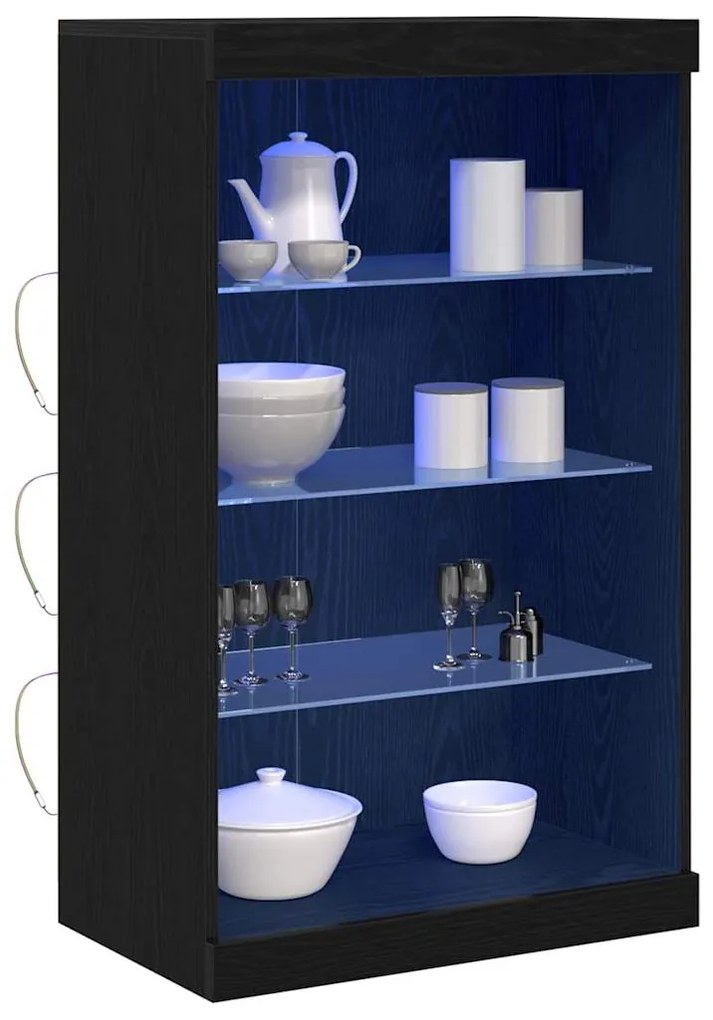 Sideboard vidaXL com Luzes LED Carvalho Preto 60,5x37x100 cm