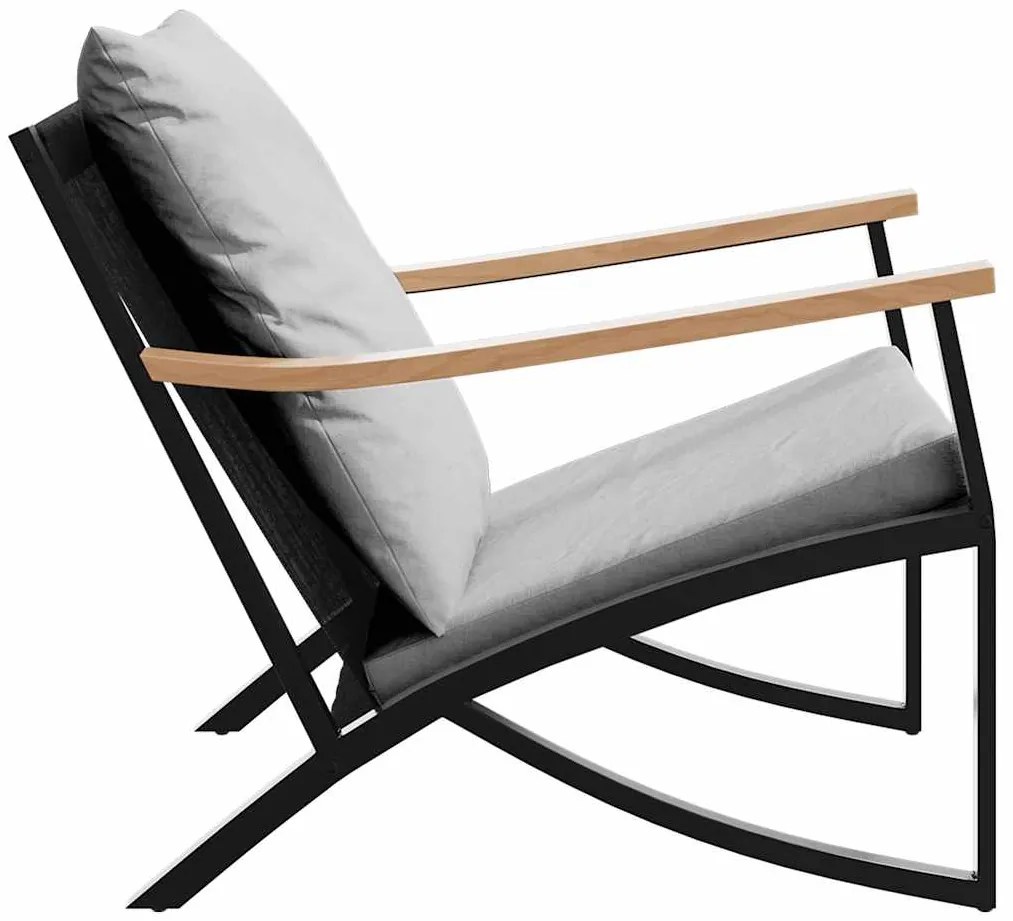 4 pcs conjunto mobiliário de varanda com almofadões aço preto