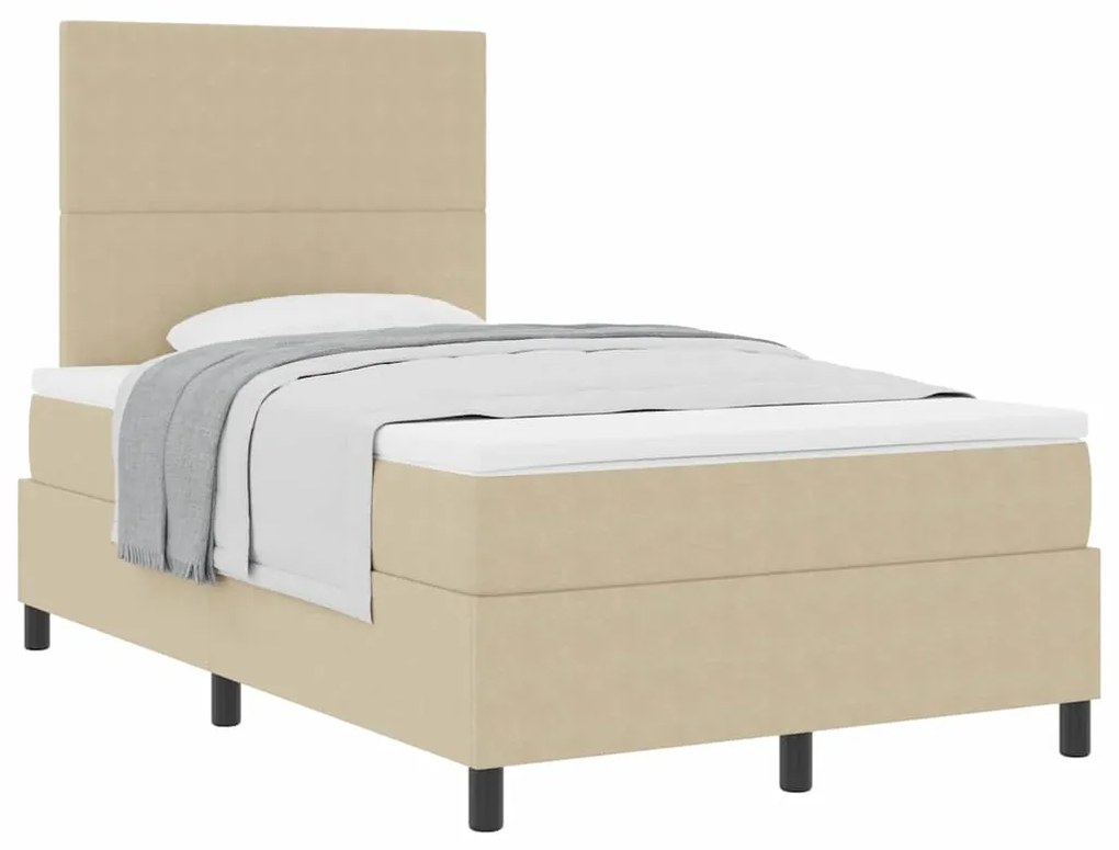 Cama Box Spring com Colchão Verde Claro Cinza 120x200 cm Tecido de Vel