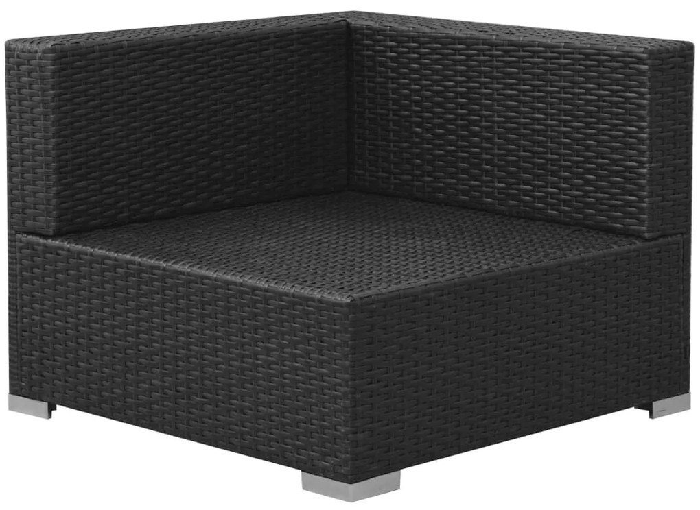3 pcs conjunto lounge de jardim c/ almofadões vime PE preto