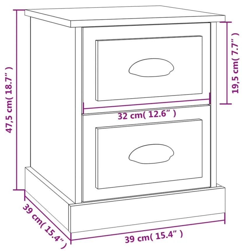 Mesa de cabeceira 39x39x47,5 cm derivados madeira cinza cimento