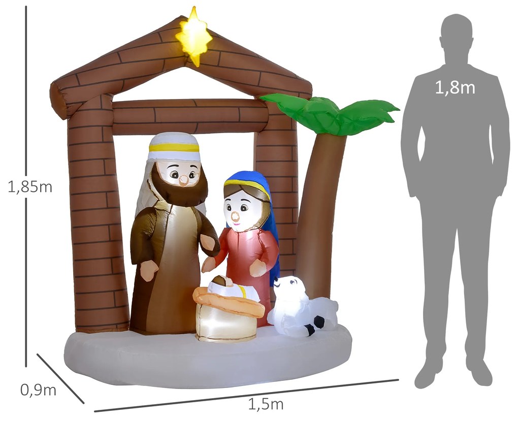 Presépio Insuflável de Natal Decoração Insuflável Natalícia com Luzes