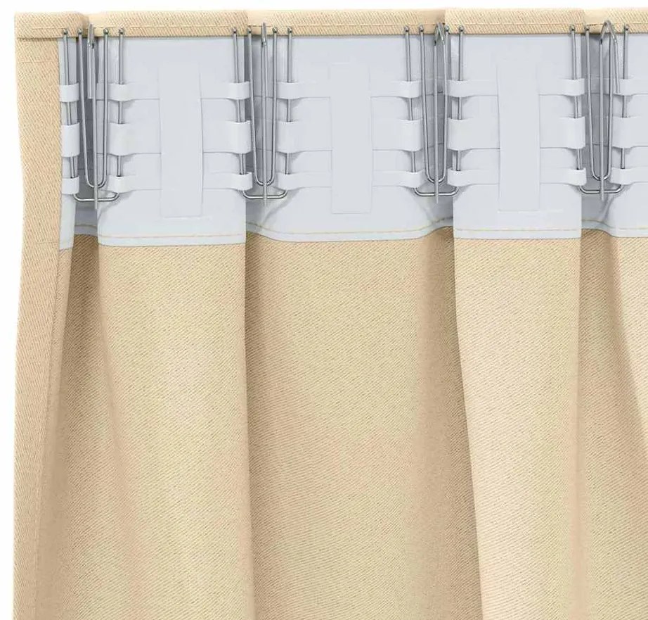 Cortinas com cortinas 2 pcs Creme 245 x 140 cm Poliéster