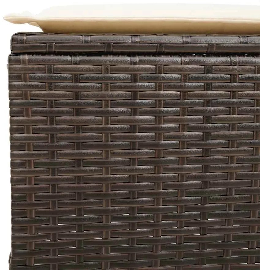 4 pcs conjunto sofás de jardim c/ almofadões vime PE castanho