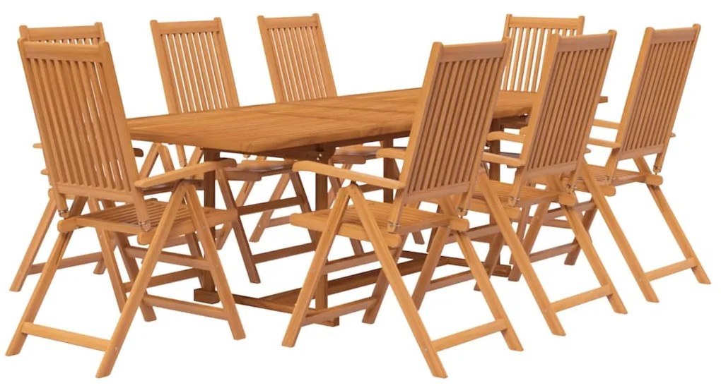 9 pcs conjunto de jantar para jardim madeira de acácia maciça