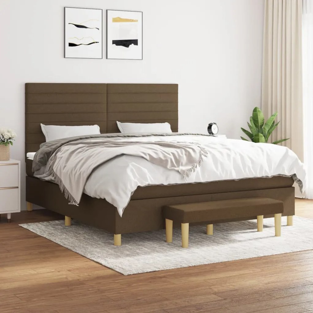 vidaXL Cama com molas/colchão 160x200 cm tecido castanho-escuro