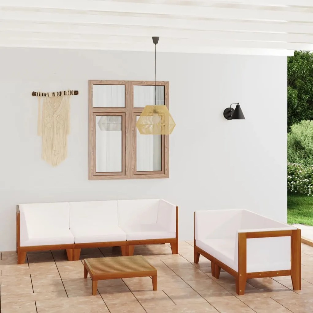 vidaXL 6 pcs conjunto lounge de jardim c/ almofadões acácia maciça