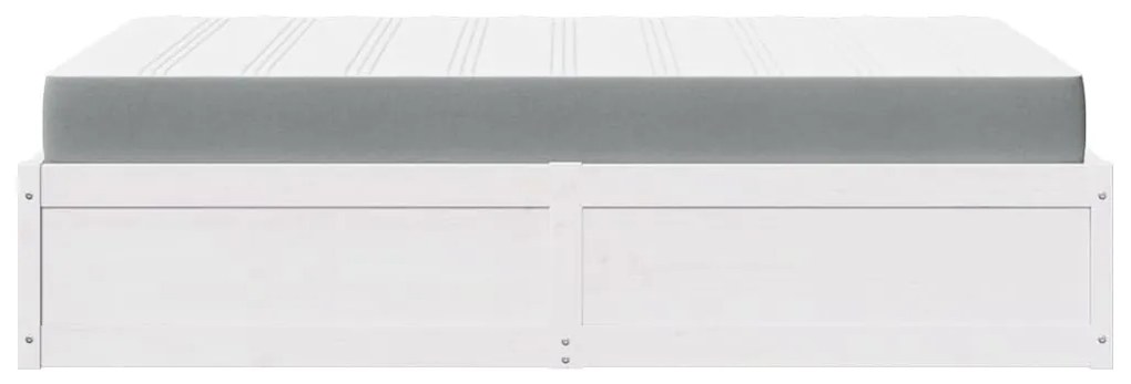 Cama com colchão 140x190 cm madeira de pinho maciça branco