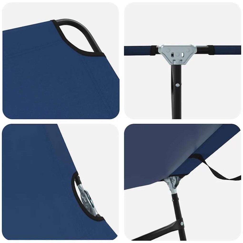 Chaise Longue Dobrável 2 pcs Azul Portátil em Tecido Oxford 600D