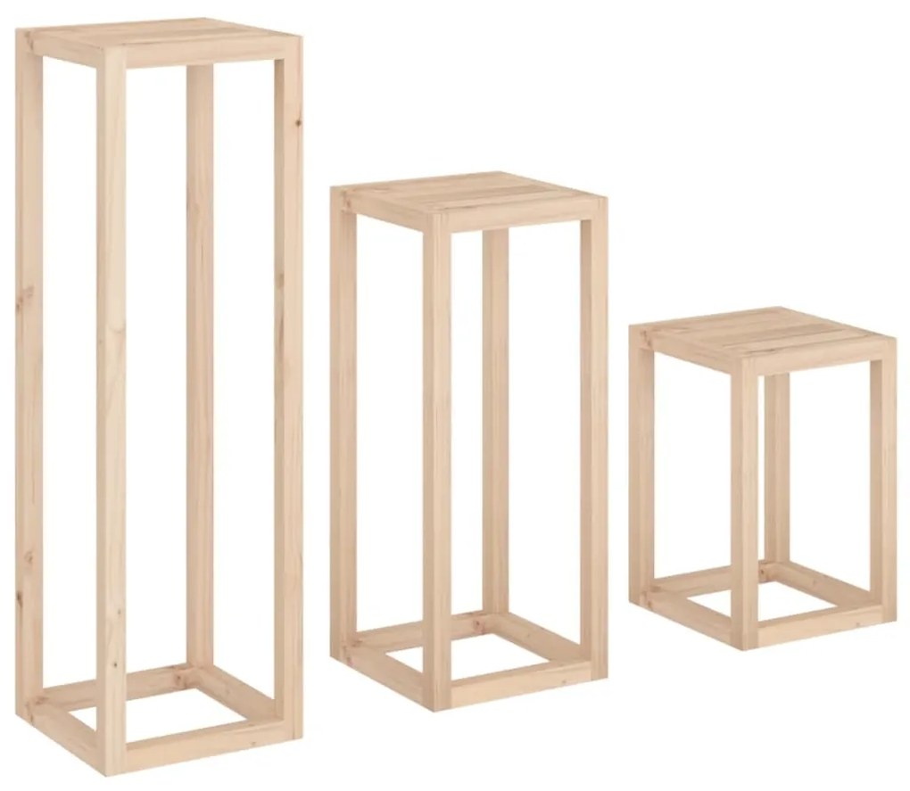 3 pcs conjunto de suporte plantas pinho maciço
