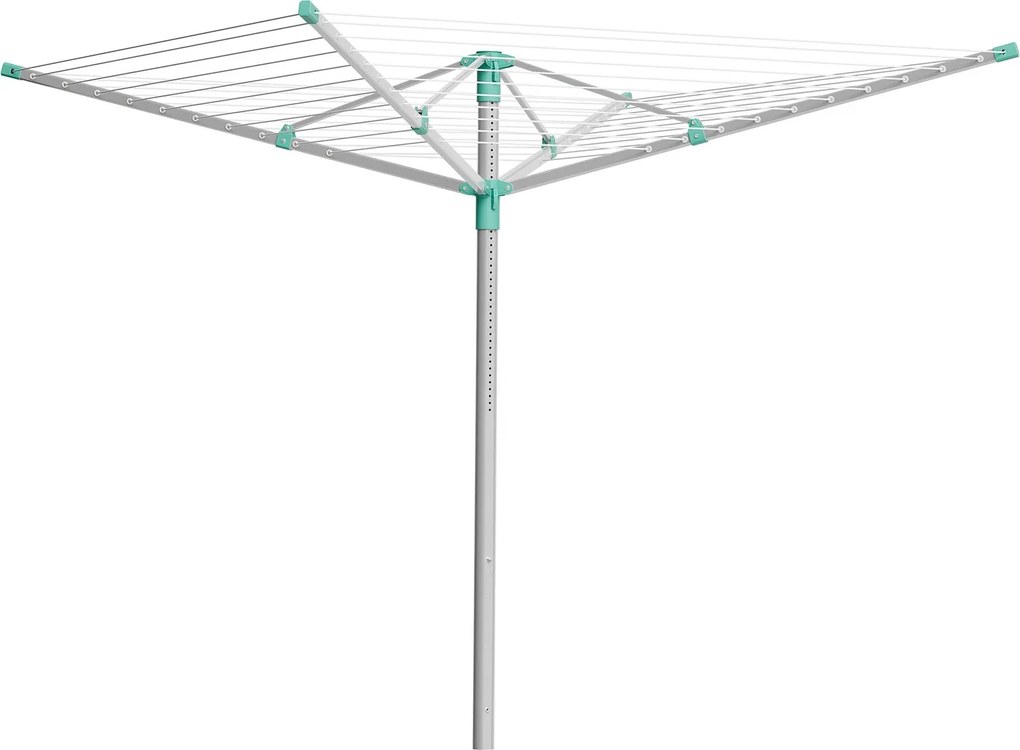 Estendal de roupa giratório139,4 x 139,4 x (120-180) cm , com altura ajustável, verde e prateado