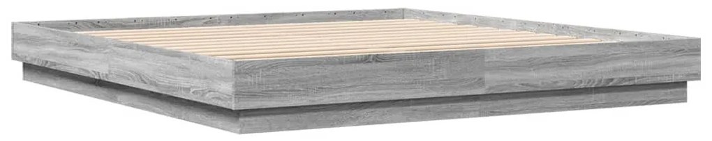 Estrutura de cama 200x200 cm derivados madeira cinzento sonoma