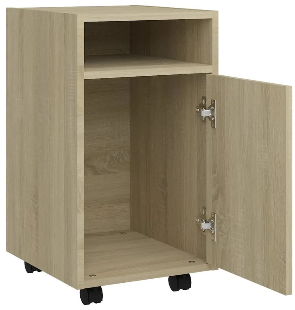 Móvel de apoio com rodas 33x38x60 cm contraplacado carv. sonoma
