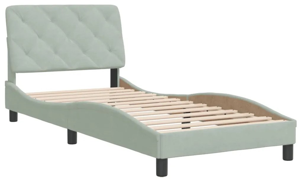 Estrutura de cama sem colchão 90x200 cm veludo cinzento-claro