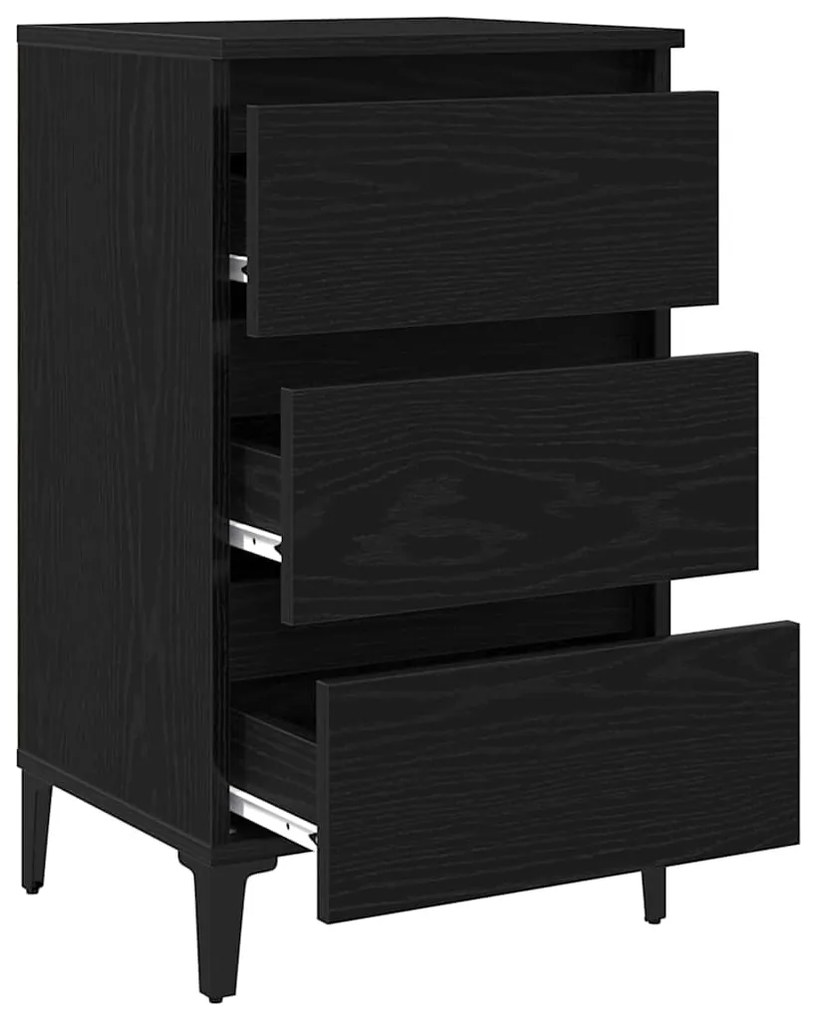 Criado-mudo vidaXL com Pé de Metal Preto Carvalho 40x35x69 cm