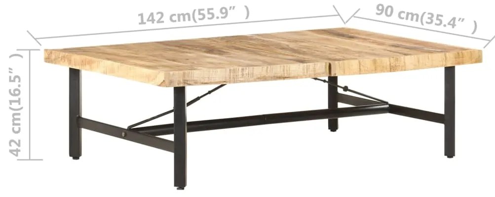 Mesa de centro 142x90x42 cm madeira de mangueira maciça
