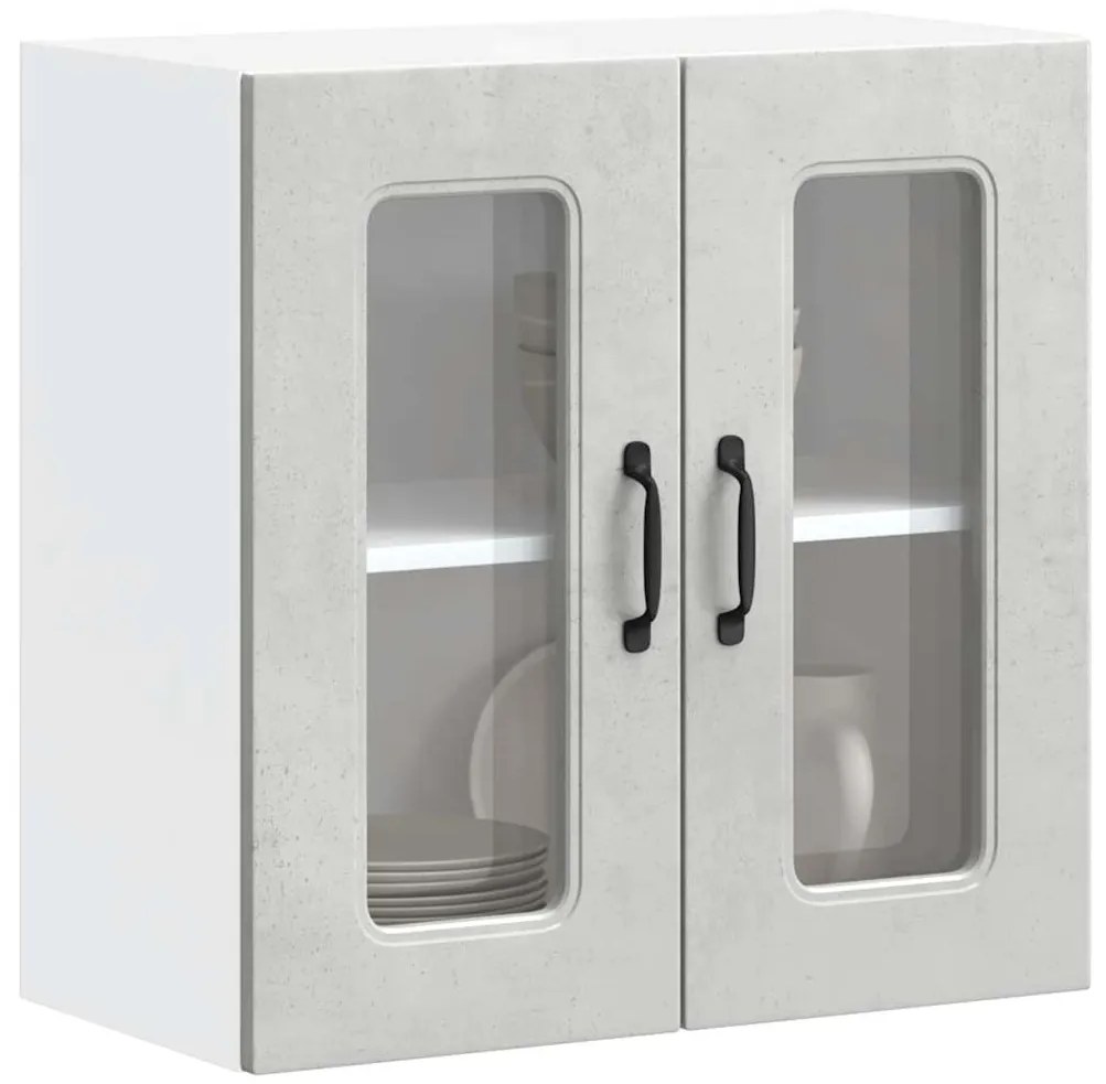 Armário de parede de cozinha porta vidro Kalmar concreto cinza