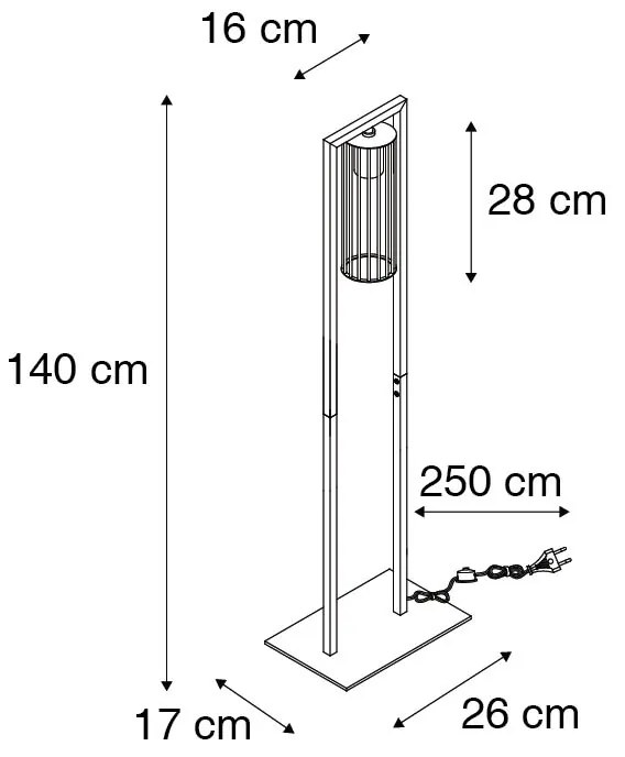 LED Candeeiro de pé moderno inteligente preto c/ WiFi ST64 - Balenco Wazo Moderno