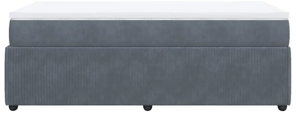 Cama com molas/colchão 90x190 cm veludo cinza-escuro