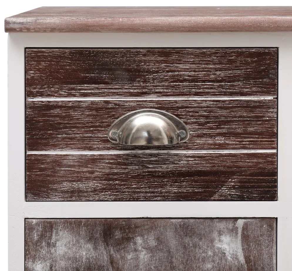 Aparador com 10 gavetas 113x30x79 cm madeira castanho