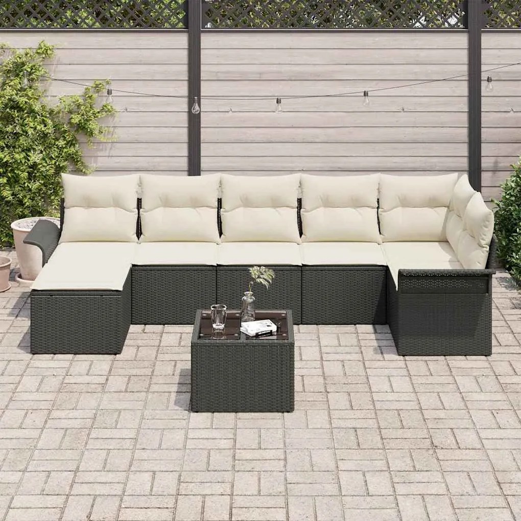 Conjunto de Sofá de Jardim 7 Peças com Almofadas Marrons em Rattan Sin