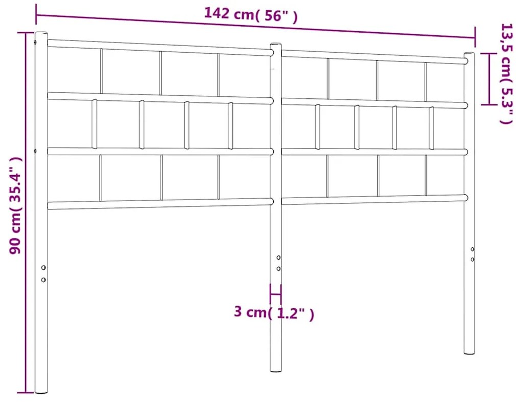 Cabeceira de cama 135 cm metal branco