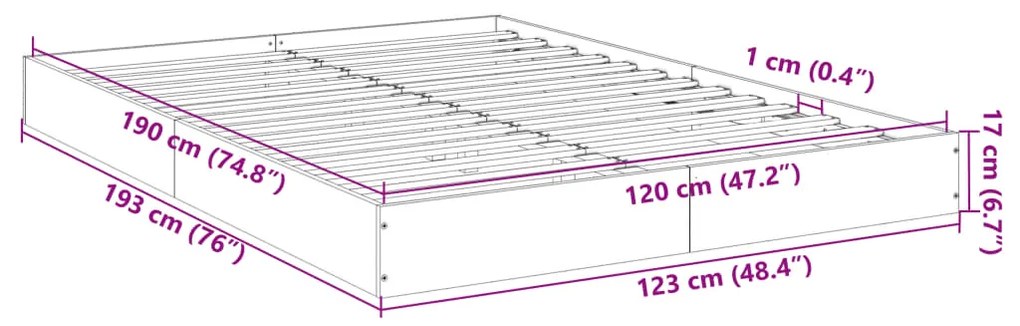 Estrutura cama s/ colchão derivados de madeira carvalho sonoma