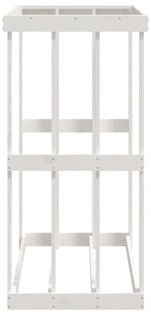 Suporte de lenha p/ exterior 108x52x106 cm pinho maciço branco