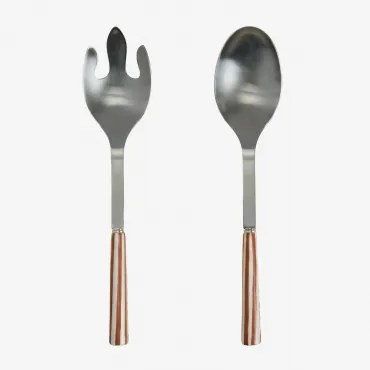 Conjunto De 2 Talheres Para Salada Em Aço Inoxidável E Cerâmica Ireli Terracota - Branco - Sklum
