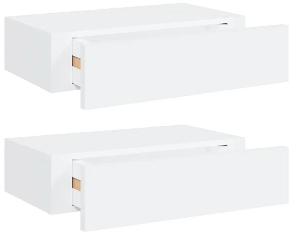 Prateleiras de parede com gavetas 2pcs MDF 40x23,5x10 cm branco