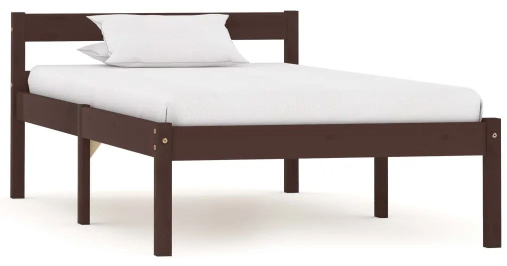 Estrutura de cama 100x200 cm pinho maciço castanho-escuro
